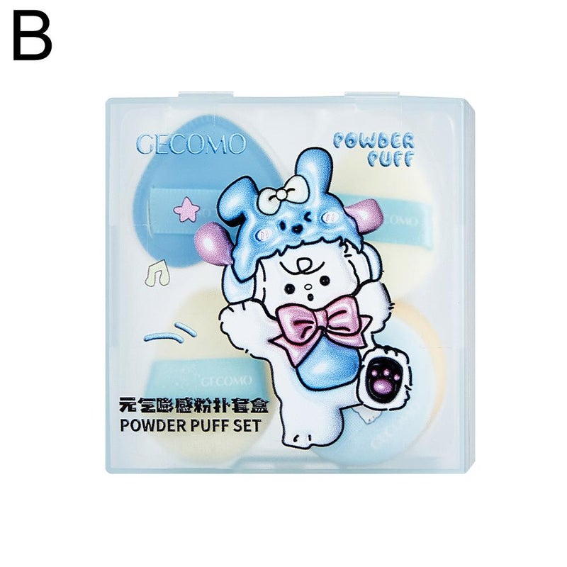 GECOMO Cute Cloud-like Powder Puff Set: Flocked Sponge, Setting Sponge, Brightening Sponge, Blush, Concealer, Finger Powder Puff Tool